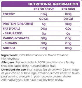 Tuff Supp's Creatine Monohydrate 250g - 50 Serves