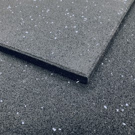 Rubber Gym Floor Tile Black With White Fleck 1m x 1m x 15mm