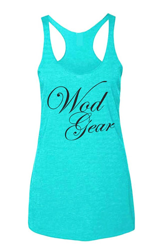 Wod Gear Script Tri Blend Racerback Tank Aqua/Navy