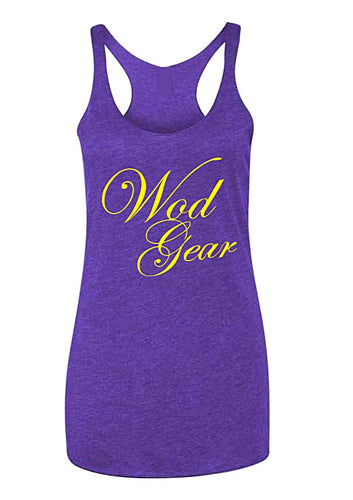 Wod Gear Script Tri Blend Racerback Tank Purple/Yellow