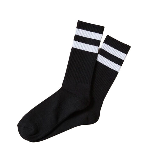 1RM Crew Socks - Black/White Stripes
