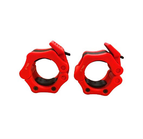 Olympic barbell lock collars red