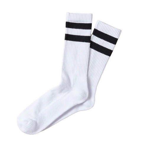 1RM Crew Socks - White/Black Stripes